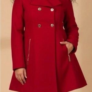Stylish Red Double-Breasted Coat